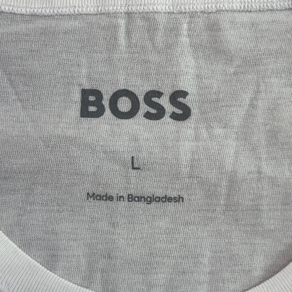 BOSS Mens Large White Embroidered Logo Short Sleeve T-Shirt New - Picture 3 of 10